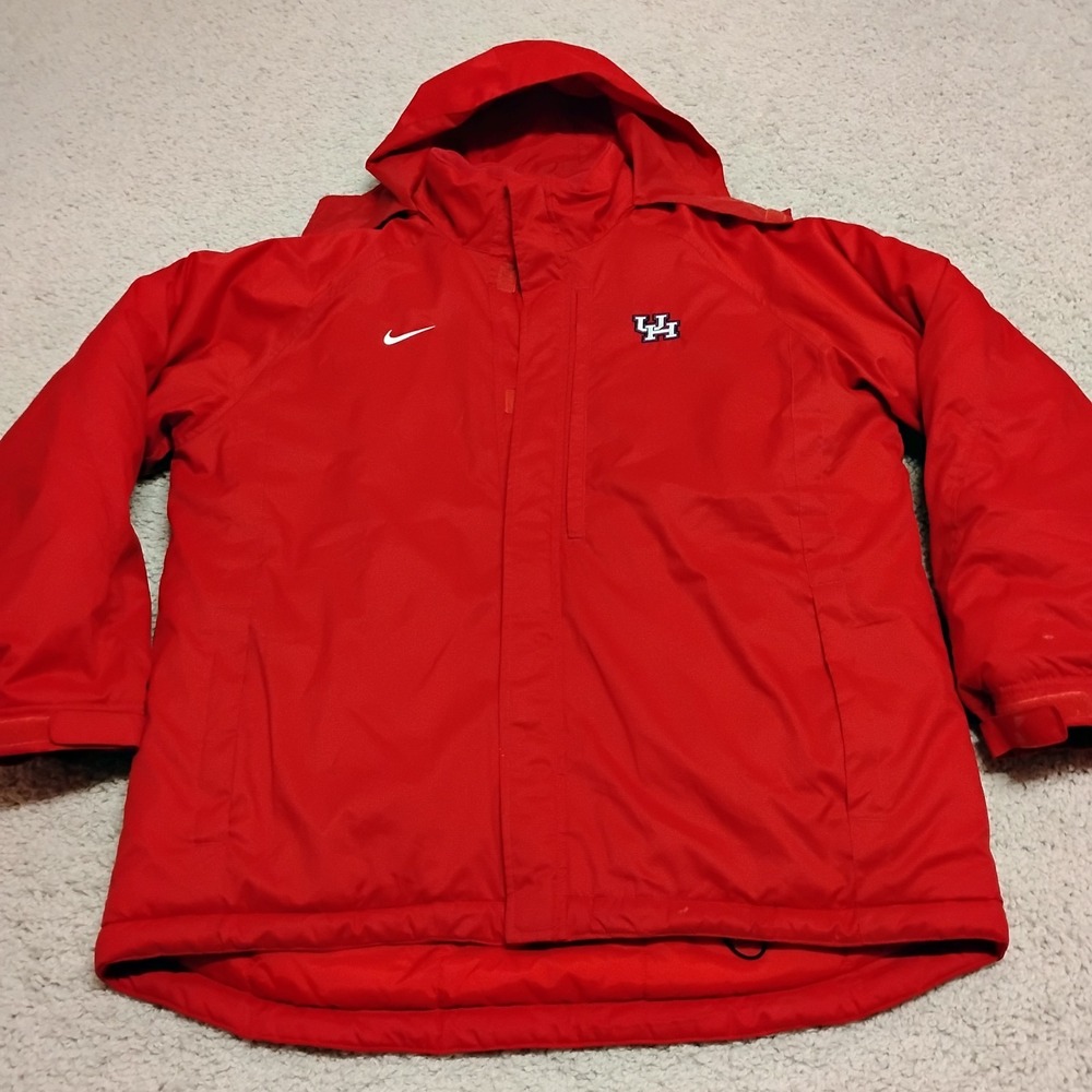 Vintage Houston Cougars Nike Puffer Jacket Mens XL Red Coat Zip Y2K Heavy Duty